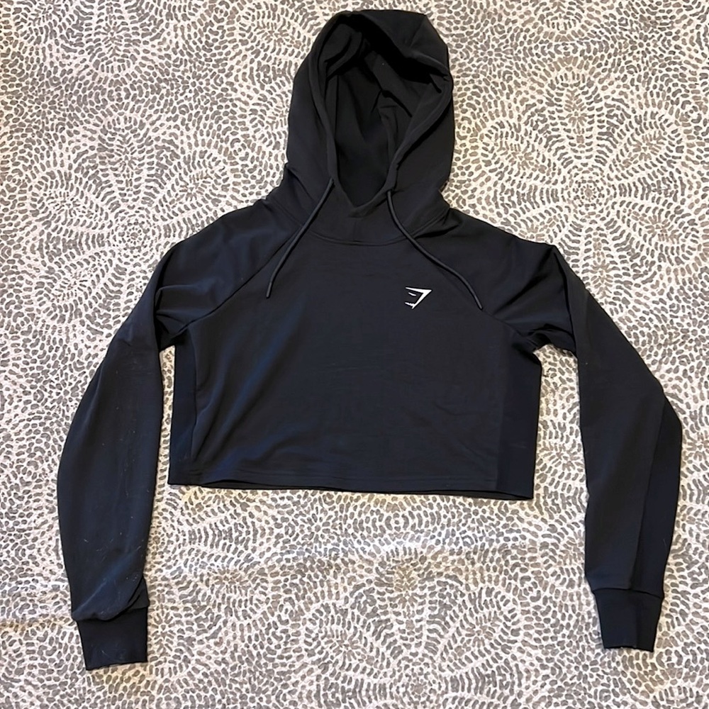 Gymshark Training Cropped Hoodie Black Size Medium
